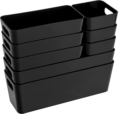 8 Teile Organizer Set 10cm hoch schwarz Boxen 3 Größen Schubladen 30x50cm