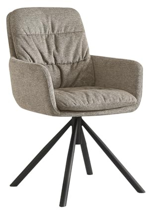 Esszimmerstuhl mit Armlehne CAZAR – Doppel-Rückenlehne, 360° drehbar, komfortabler Polstersessel, Industrial Modern, Cappuccino, für Esszimmer, Küche, Wohnzimmer & Büro, 1 Stück, 11123-CAPU-1