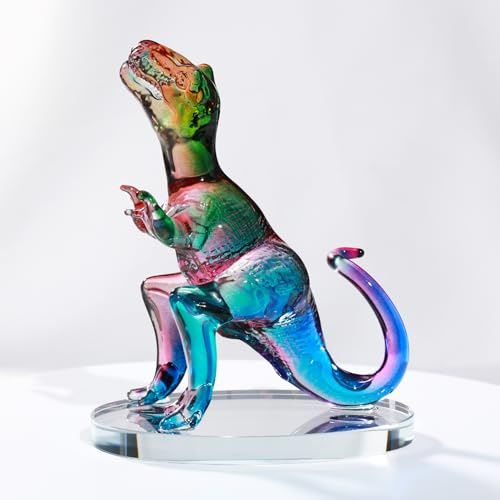 Movdyka Dinosaure multicolore en cristal - Cadeau pour garçons et filles - Figurine de dinosaure colorée en verre - Décoration de table pour la maison