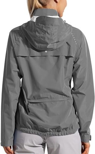 WILLIT Regenjacke Damen Wasserdicht Fahrradjacke Sommer Windbreaker Leichte Laufjacke Atmungsaktiv Wanderjacke Radjacke Trekking Windjacke Dunkelgrau L