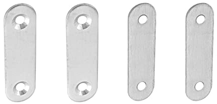 DTGN 60x16x1,7mm (LxWxT) Plano Abrazadera Placa - 4 Paquete - Bueno para Muebles Arreglos - Inoxidable Acero Soporte Placa - Tono Plateado