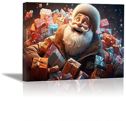 SHYAMIC Bilder Weihnachten Leinwandbild Kunstdruck, Rosa Wandbild X-Mas Fenster Fotodruck Schneemann Kunstdruck Leuchtbild, Weihnachten Winteridylle Effekt - 75x115cm Gerahmt