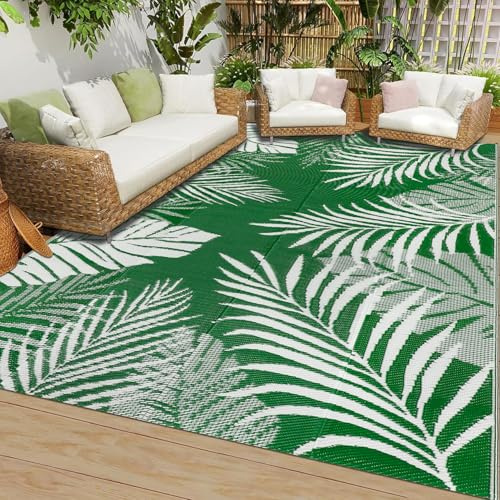 Cekene Tapis d'extérieur Terrasse Vert 150x245cm Imperméable Tapis de Sol Exterieur Plastique Tapis de Jardin Pliable Résistant aux intempéries aux UV Tapis pour Extérieur Balcon Plage Pique-Nique