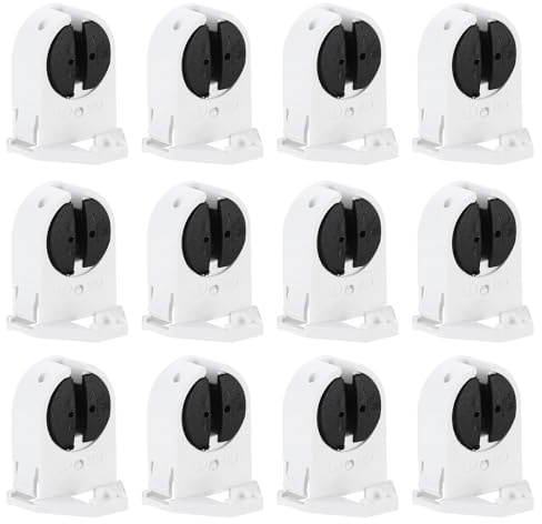 PATIKIL T5 Fluorescent Light Holder, 12 Pack G5 Lamp Base LED Fluorescent Tube Light Socket 500V Non-shunted Turn Type Lamp Holder Replacement, 28x22x20mm