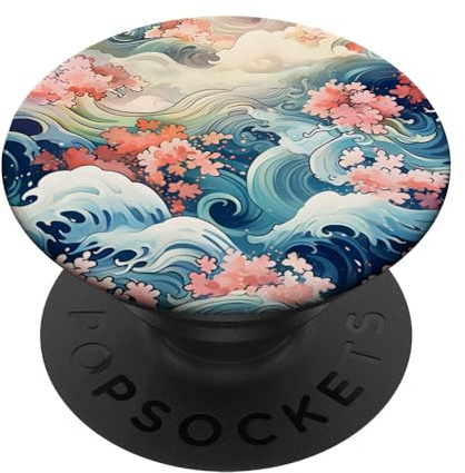 1Japanische Kanagawa Wellen Kirschblüte Sakura Japan PopSockets Klebender PopGrip