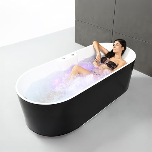 SPALINA UKIO Black Bulle - Bañera de hidromasaje en Isla L. 175 x l. 75 cm