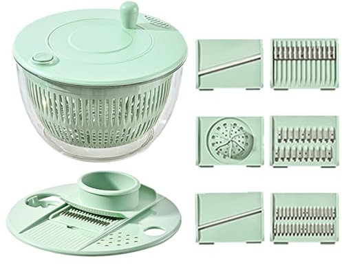 Salad Spinner Large, Vegetable Dryer Spinner, Pasta and Fries Pump Spinner, Vegetable Dryer Grater Slicer, Pump Spinner, Multifunction Kitchen Gadget, Transparent Design for Fresh, Crisp Salad