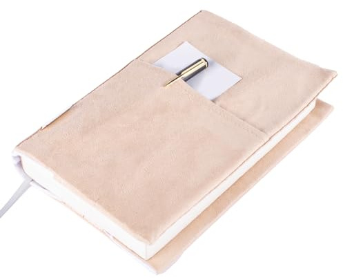 APLUFINE Velvet Book Cover for Paperbacks, Reusable Fabric Book Cover with Pockets, Adjustable Book Protector for Softcover Books, Journals & Bibles