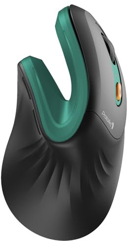 ProtoArc EM11 NL Ergonomic Mouse, Wireless Vertical Mouse Rechargeable Optical Mice with Multi-Device (Bluetooth + Bluetooth + USB Connection), 3 Adjustable DPI for Computer, iPad, Mac, Windows, Green