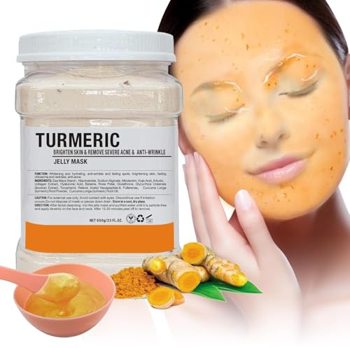 Jelly Mask Pulver för ansikte, Hydraterande & fuktgivande Jelly Ansiktsmask, Professionell Spa Användning Peel Off Ansiktsmask Pulver, Djuphydrering & Glow för alla hudtyper 677 ml (Turmemic)
