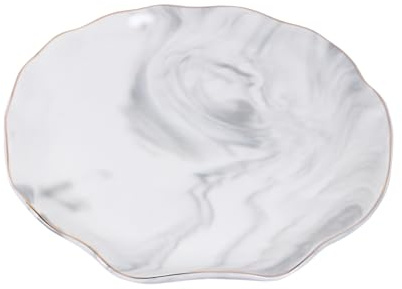 COSMEVIVI 1pezzi Vassoio Decorativo Ceramica Con Design Marmorizzato e Incrustazione Dorata Per Gioielli e Servizio Di Tavola Elegante