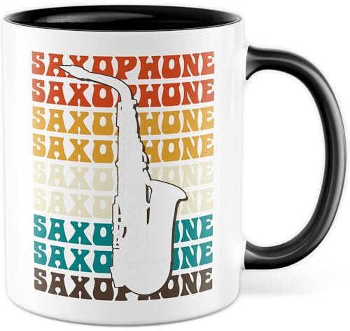 Witzige Tasse mit Spruch - Geschenk SAXOPHONE - Kaffeetasse 330ml aus Keramik - Humor Musik Musiker Instrument Kaffee-Becher