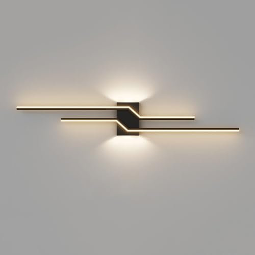 AoLa Lange Wandleuchte LED Innen Wandlampe Moderne Schwarz Flurlampe 100CM/35W 3 Lichtfarben Modi 3000K/4000K/6000K Up Down Wandbeleuchtung für Schlafzimmer Wohnzimmer Treppe