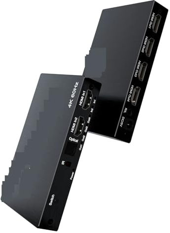 Conmutador HMI 4K 60hz Divisor 2x2 2x4 HMI Switcher 3,5mm AUD 3D convertidor de vídeo for PS4 DVD TV Box PC a 2 4 Monitor proyector,Amplia Compatibilidad(2x2)