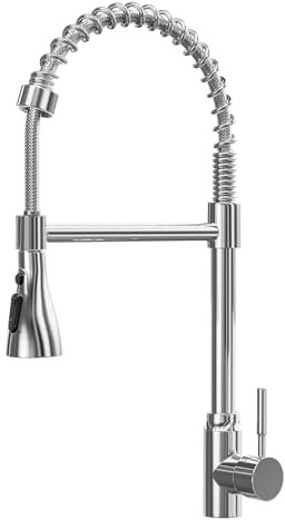 ModHm Spring Kitchen Tap, High Arc Single Handle Loaded Kitchen Mixer Tap with 360° Swivel & Dual Spray Modes, High Strength Chrome Plated Finish, Ideal for Kitchens Bathroom Toilet Installation