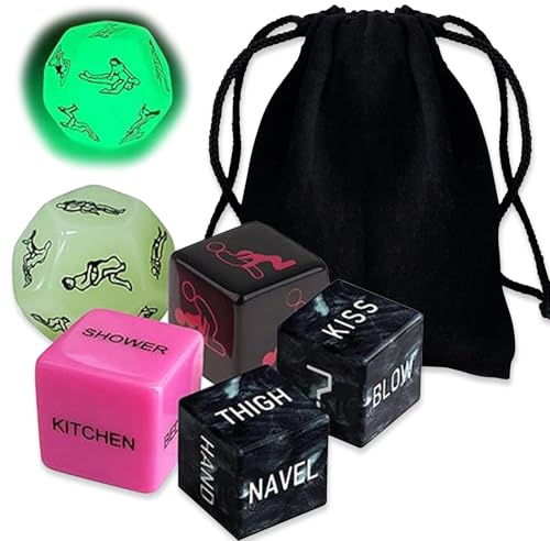 HTTDSLF 5 Piezas Dados de Noche para Parejas, Dados de Noche de Cita, Dados Eróticos para Pareja, Dados Sexul para Parejas, para Divertido Aniversario, Día de San Valentín para Marido y Esposa