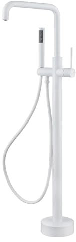 Ornaments Robinet de Baignoire autoportant, Ensemble de Robinet de Baignoire à poignée Unique en Laiton avec douchette à Main et Bec de Baignoire pivotant, Remplissage de Baignoire autoportant,