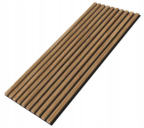 EmsCraft24 Akustikpaneele 1,228m² - 275cm x 46cm x 1.8cm - | Akustikpaneel | Lamellenverkleidung | Wandverkleidung | Akustikfilz | Wandpaneele auf filz (017 - Eiche Catania)