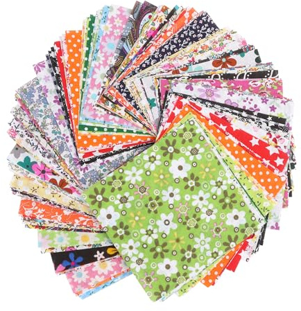 100PCS Fabric Patchwork Squares Cotton, Fabric Bundles 10 * 10cm with Multicolor Floral Pattern, Quilting Mixed Patchwork for Artcraft Sewing, DIY Crafts Textile Painting, Bag Making