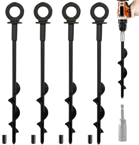 BOOSHMall Set di 4 ancoraggi a terra, trampolino, picchetti per tenda, pesanti, trampolino in metallo, per tenda, tettoia, capannone