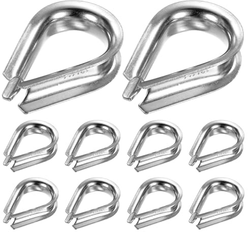 M METERXITY 10-Pack Wire Rope Thimbles, M12 Stainless Steel 12mm Rope Thimble Rigging for Diameter Cable Rigging/Sailing/Clothesline, Wire Cable Protection