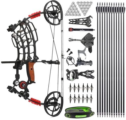 Poearcus Archery Hunting Bows Compound Bow Dual-use for Arrows and Steel Ball 30-50lbs Adjustable for Archery Outdoor Hunting Target Shooting Bow Fishing (Compound bow set)