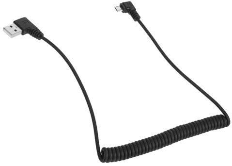Anneome Coiled Spring Micro USB Charging Cable with Dual Right Angle Connectors Retractable Data Transfer Cord for Smartphones and Tablets Space Saving Design Compatibility