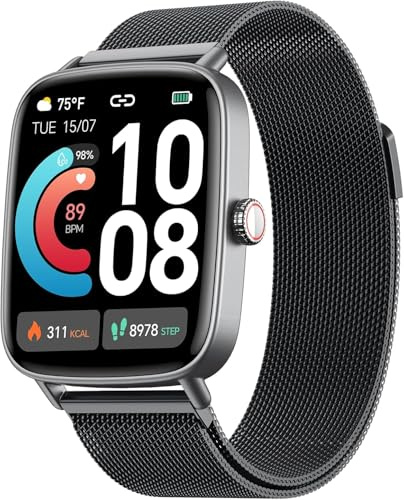 Smartwatch Herren Damen mit Telefonfunktion,1.85 HD Uhren mit Herzfrequenz Schlafmonitor SpO2 Schrittzähler,110+ Sportmodi Fitnessuhr,IP68 wasserdichte Smart Watch Kompatibel für iOS/Samsung/Android