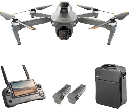 Teeggi KF100 MAX Drohne mit Kamera 4K für Erwachsene, 6km Kontrollabstand, 5,5 Zoll Display Fernbedienung, 3-Achsen Gimbal, 360° Hindernis Vermeidung, Professioneller Drohne RC Quadcopter, 2 Batterien