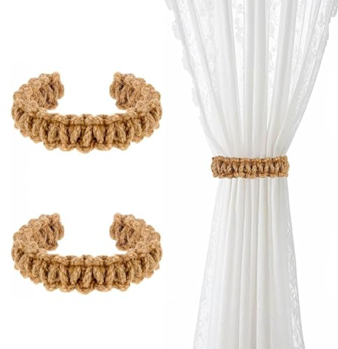 JOOTUEPO Alzapaños Cortinas Boho, 2 Piezas Alzapaños para Cortinas, Alzapaño de Algodón Tejido a Mano, para SalóN Cocina Dormitorio y Exteriores
