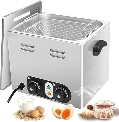 YXYLJOZ Cuociuova Elettrico Professionale con Timer e Temperatura Regolabili, cestello in Acciaio Inox per Uso Domestico e Professionale - Perfetto per cuocere Le Uova Senza Fatica