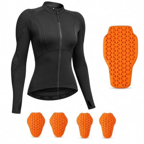 Chaqueta de Motociclista de Malla Transpirable para Mujer, para climas cálidos, con certificación CE, Camisa Protectora con Armadura extraíble Capa Acolchada Ligera para conducción (Negro, L)