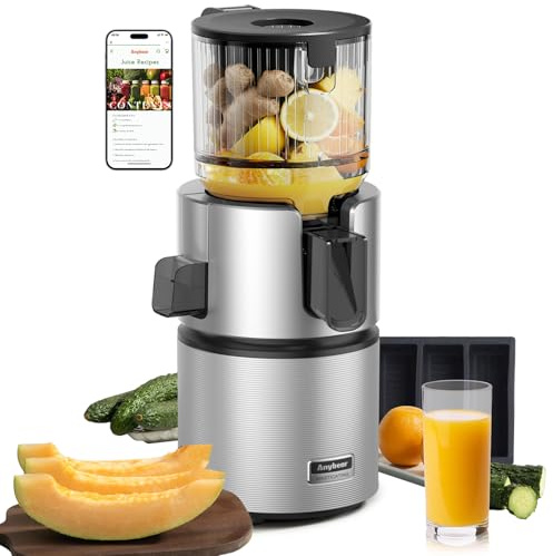 Anybear Cold Press Juicer, 350W with 4.9 Feed Chute, BPA-Free Tritan | Dual slow-squeeze preserves 100% vitamins. High-torque motor powers fibrous produce. BPA-free, 3-step clean, 5-yr warranty.