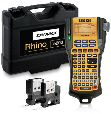 DYMO Industrial Label Maker & Carry-Case RhinoPRO 5200 Label Maker, for Job Sites and Heavy-Duty Labeling Jobs, Prints Fast, Includes 2 Rolls of DYMO Industrial Vinyl Labels