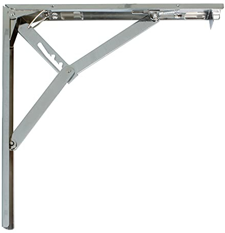 Amig - Équerre pliante d'étagère murale | Console pour étagère | Support étagère en Acier | Coleur: Chromé | Dimensions: 400 x 405 | Poids max.: 60 kg