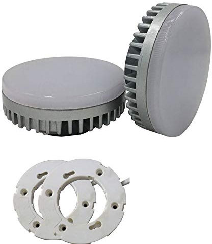Gx53 Bombilla LED de luz blanca cálida 3000K 700lm 7W luz de techo armario estuche exposición sala de exposición lámpara de casco 70 W repuesto, 2 PACK + GX53 BASE