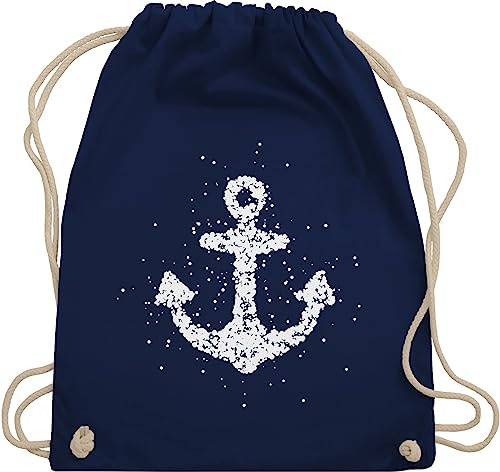 Turnbeutel Rucksack - Kunst - Anker Matrosen Nordsee Maritime Ostsee Ankerliebe - Unisize - Navy Blau - geschenk für segler art ankern stoffrucksack maritimer kind maritim beutel geschenksack