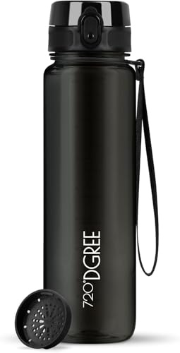 720°DGREE Trinkflasche “uberBottle“ 350ml, 500ml, 650ml, 1l, 1,5 Liter softTouch +Früchtebehälter - Auslaufsicher, BPA-Frei - Wasserflasche für Kinder, Schule, Sport, Fahrrad, Gym, Outdoor