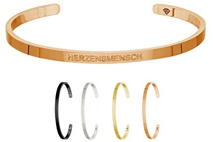 Max Palmer | Armband/Armreif mit Spruch - Gravur HERZENSMENSCH | Silber, Schwarz, Gold oder Roségold | Damen, Herren, Kinder | Charm/Bracelet | Bangle