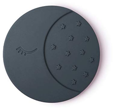 Mushie Beißring für Babys aus BPA-frei Silikon | Fördert Sehsinn & Motorik Baby | Zahnen Nursing Zubehör | Sichere & Hochwertige für Kleinkinder Kinder Jungs & Mädchen | Mond Design (Iron)
