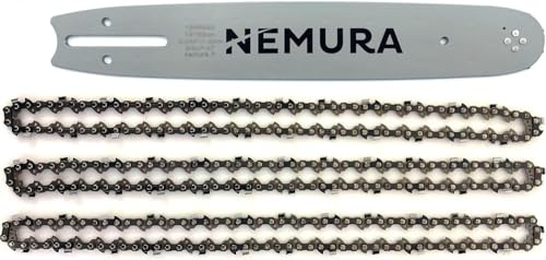 Nemura Guía de cadena 50cm y Lote de 3 cadenas para motosierra - Compatible con Stihl MS390, MS391, 039-72 Eslabones - Passo 3/8 - Calibre 1,6mm - Calidad Profesional - Servicio postventa en Español
