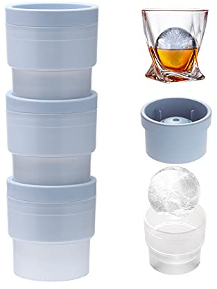 LORSIA Ice Ball Molds, Set of 4, Slow-Melting Stackable Ice Cube Maker, 2.5 Inch big Ice Spheres for Whiskey Cocktails Juice Beverages Bourbon