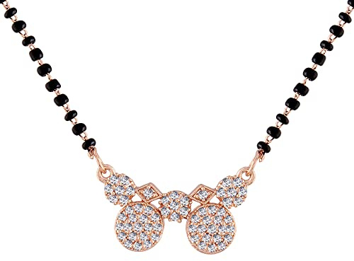 I Jewels Mariage indien Bollywood Designer Perles noires CZ AD Mangalsutra pour femme (D070-81), plaqué or, sans pierre précieuse