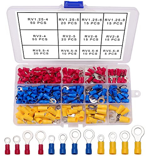 YIXISI 245 Pieza Ring Conectores Eléctricos, Insulated Wire Conector Crimp Terminal, Terminales de Crimpado
