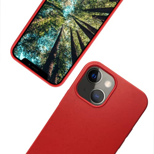 eplanita Bio iPhone 13 Mini Hülle, Pflanzenfaser, Fallschutz Cover, Langlebig und Nachhaltig (Rot, iPhone 13 Mini)