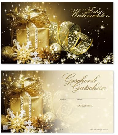 GESCHENKGUTSCHEINcom by POS-HAUER. 50 Gutscheine. Blanko zum Selberausfüllen. Für Weihnachten, für Firmen mit Weinachtsmotiv.