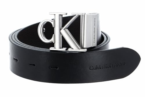 Calvin Klein CKJ Monogram Round Mono Plaque Belt W90 Black/Bitter Brown