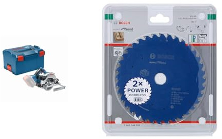 Bosch Professional 18V Akku Kreissäge GKS 18V-57 G (Sägeblatt-Ø: 165 mm, Schnitttiefe: 57 mm) + Kreissägeblatt Expert for Wood (Holz, 165 x 20 x 1,5 mm, 36 Zähne)