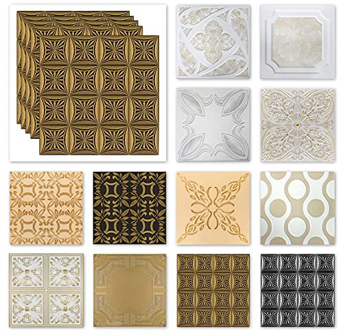 Pannelli per soffitti in polistirene XPS - Pannelli decorativi colorati leggeri e dimensionalmente stabili - (2QM Economy Pack NR.57 TB 50x50cm)