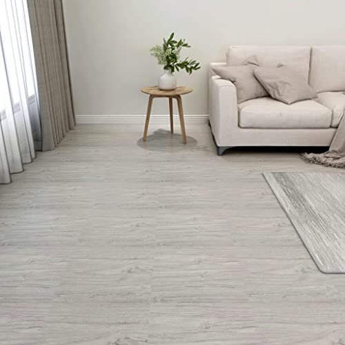 vidaXL 55x Lamas para Suelo Autoadhesivas Baldosa Azulejo Salón Antiestático Ignífugo Impermeable Antideslizante PVC 5,11 m² Gris Claro